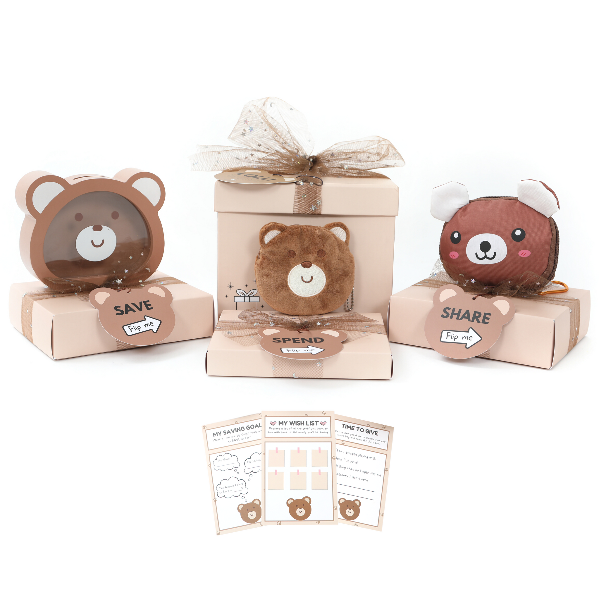 Bear Save Spend Share Kit, teach school age & young